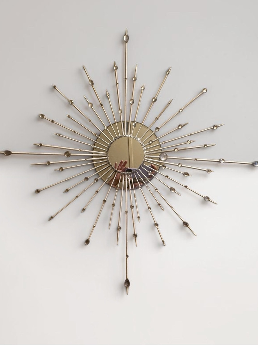 Vintage-Like Starburst Double Mirror Home Decor